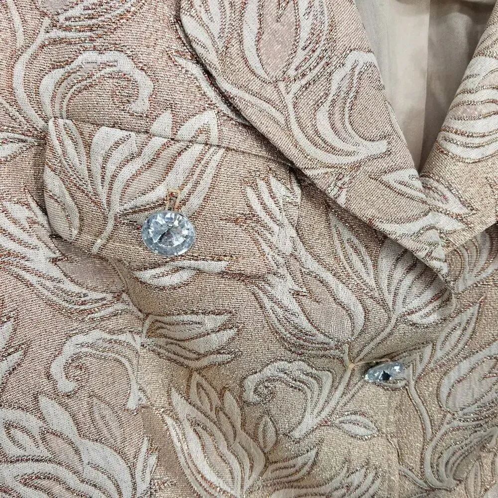 Marciano Y2K Metallic Floral Jacquard Cropped Jacket M Guess 3/4‎ Sleeves